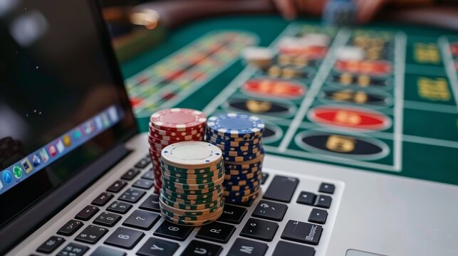 Online Roulette: An image of a laptop screen showing an online roulette website