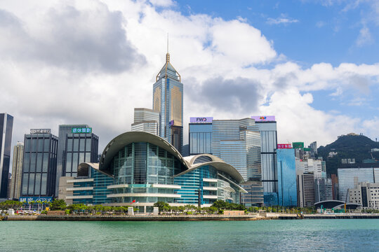 Hong Kong Victoria harbor in Wan Chai side