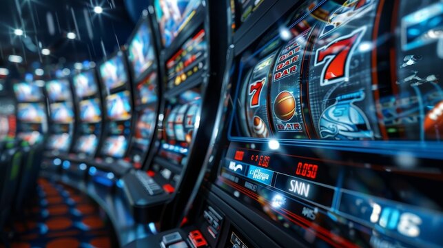 Slot Machine Themes: A photo of a slot machine highlighting a sports theme with images of athletes