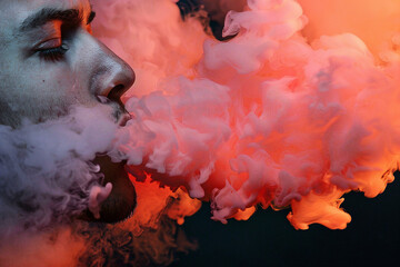 Fototapeta premium Vibrant vape artwork smoking e-cig concept unhealthy habit Generative AI illustration