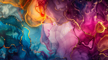 Colorful alcohol ink abstract background ..