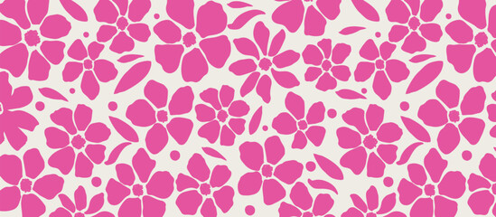 Vector seamless pattern with hand drawing flowers. Summer botanical background.