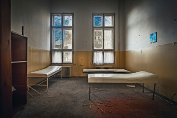 The abandoned old bloody hospital with surgery rooms