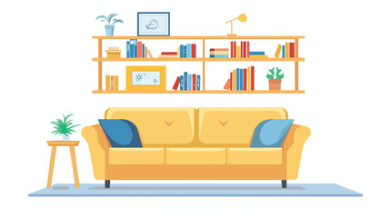 Living room interior design with furniture sofa book