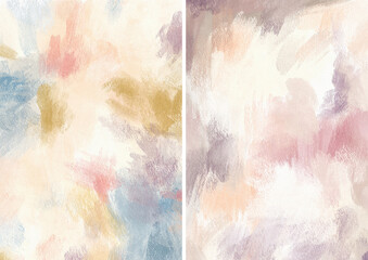 Watercolor abstract textures of pink, beige, blue, red and white spots. Hand painted pastel illustration isolated on white background. For design, print, fabric or background.
