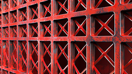 "Vivid red metal grid textures for bold, impactful design backgrounds."