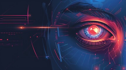 Biometric Security Concept Art Illustrate the concept of biometric security systems through vector art depicting futuristic authentication methods such as facial recognition, iris scanning, or fingerp - obrazy, fototapety, plakaty