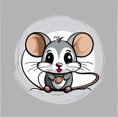 Cartoon cute happy little mouse animal vector illustration 10 eps