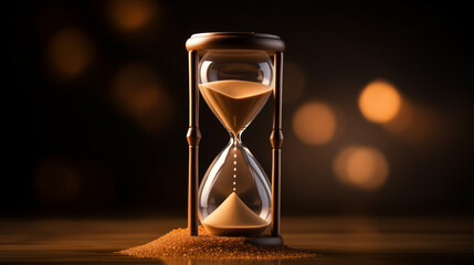 hourglass on black background