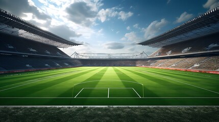 Soccer Stadium Perspective: Grass View - 8K Photorealistic Image

