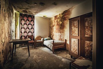 The abandoned rotten hotel with decay