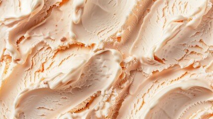 Close-up view of creamy caramel ice cream with swirls and texture