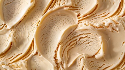 Close-up of creamy vanilla ice cream with swirls and dripping melt - obrazy, fototapety, plakaty