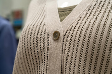 View of the knit shirts on the mannequin in the shop