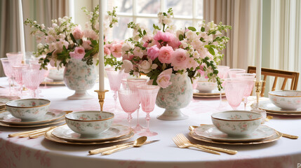 Fototapeta na wymiar wedding table setting with flowers