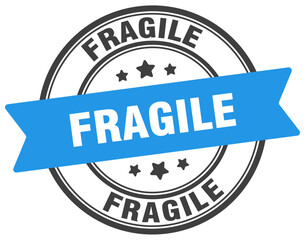 fragile stamp. fragile label on transparent background. round sign