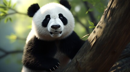 Photorealistic Ultra HD: Panda in Black Cap - 8K Resolution

