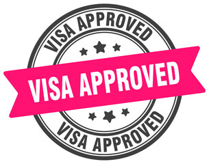 Fototapeta premium visa approved stamp. visa approved label on transparent background. round sign