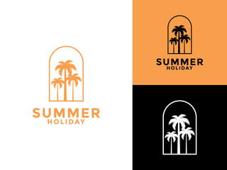 Summer Holiday logo icon, Summer beach logo design vector template