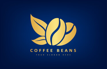 Coffee bean and leaf logo vector. Logo design vector illustration