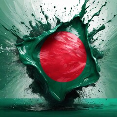 Bangladesh flag paint liquid explosion on isolated background , generated by AI