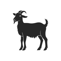 Goat vector icon silhouette. Goat side view silhouette. Farm goat animal logo design. Vector illustration isolated on white background