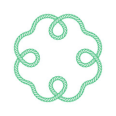 Vector green intertwined rope line cloverleaf isolated on white background
