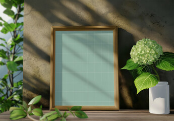 Outdoor Scene Mockup With Picture Frame and Generative ai