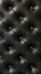 Luxurious 3D black leather with gold studs arranged in an ornate pattern