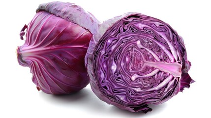 Vegetable redcabbage isolated on white background. Tasty healthy full of vitamins Generative AI