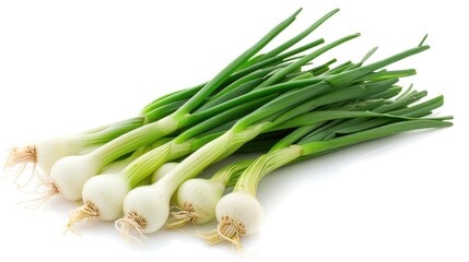 Vegetable springonion isolated on white background. Tasty healthy full of vitamins Generative AI