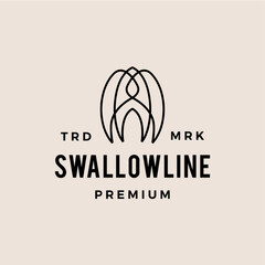 Swallow Bird outline line lineart monoline Logo Vector Icon illustration