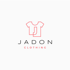 j letter tee tshirt apparel clothing monogram logo vector icon illustration