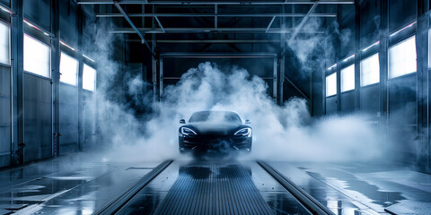 Supercar in a wind tunnel  - obrazy, fototapety, plakaty
