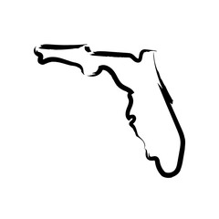 Florida map outline hand drawn sketch