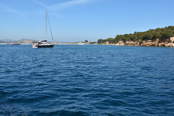 Sea and panorama surrounding Tavolara island, Sardinia, Italy