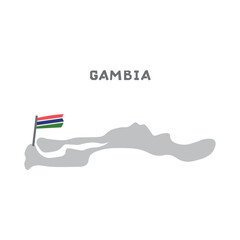 Gambia vector map illustration, country map silhouette with the flag inside. Nation Geography Outline Border Boundary Territory Shape Vector Illustration. Every country in the world is here