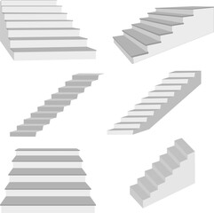 staircase in the house,3d interior staircases isolated on white background. the stair steps collection