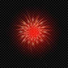 Bright firework illustration on transparent background