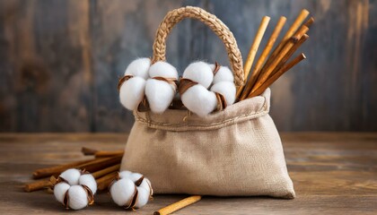 Fototapeta premium Handmade bag ,wood, holiday, wooden, cooking, ingredient, closeup, bag, handmade 