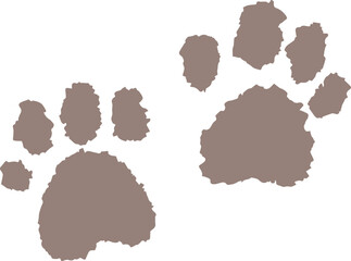 アナログ風　犬・猫の肉球の手描きイラスト(茶色)