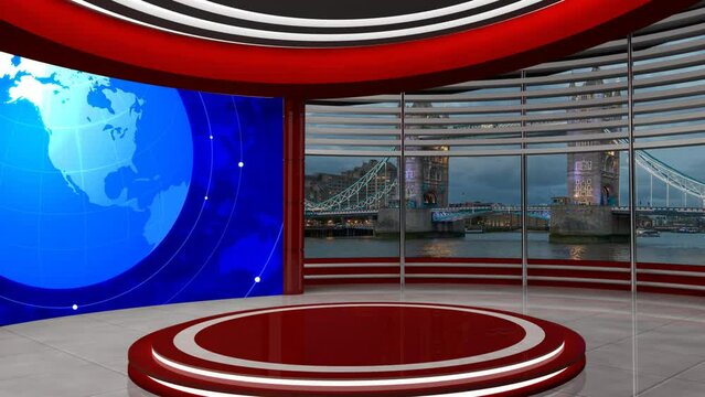 News TV Studio Set 359- Virtual Green Screen Background Loop-4K