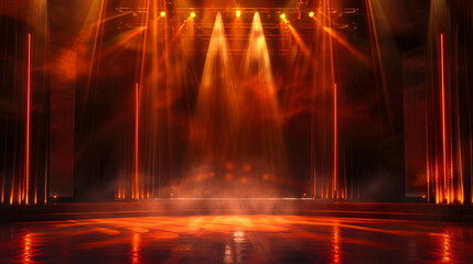 Empty stage light background. Illuminated stage
