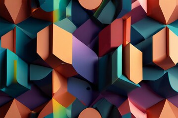 Square blocks abstract geometric shapes 3D render background