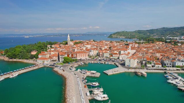 Picturesque Izola town at Adriatic sea coast, Istria region, Slovenia.
