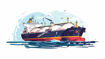 Fototapeta na wymiar LNG trading concept using gas carrier ships. Vector