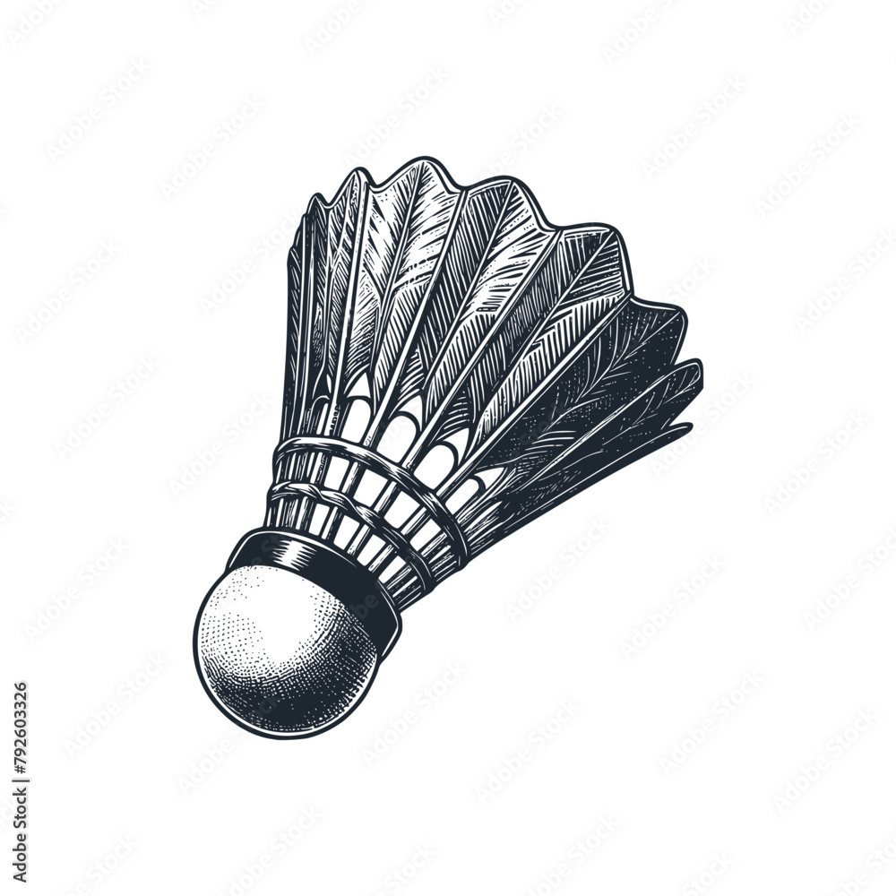 Poster The shuttlecock. Black white vector illustration.