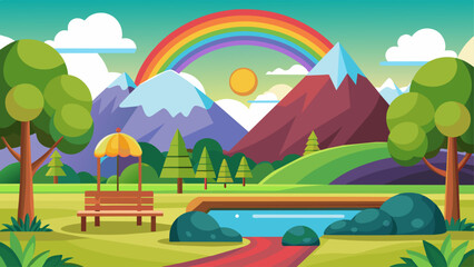 Obraz premium landscape scene of nature park at sunset time (72)