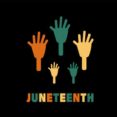 Fototapeta premium Juneteenth Freedom symbol logo with hands up symbol with freedom