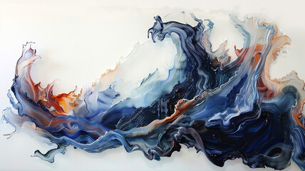 Cascading waves of oil paint, frozen in time on a transparent canvas - obrazy, fototapety, plakaty